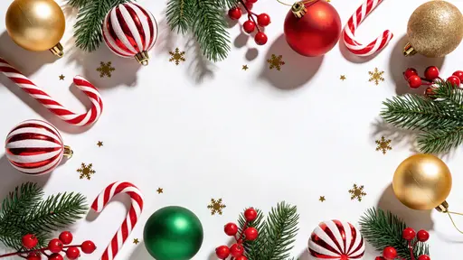 Christmas flat lay border with decorations