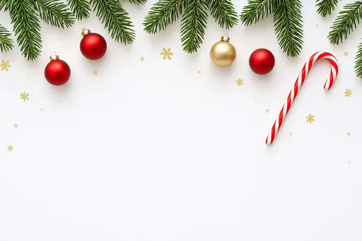 Christmas flat-lay border with ornaments