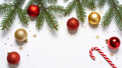 Christmas flat lay border with ornaments