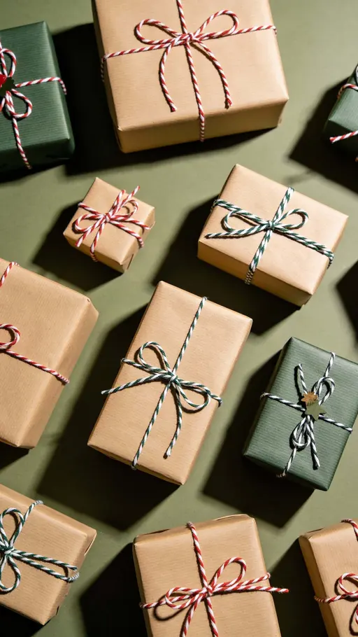 Christmas gift flat lay portrait with presents