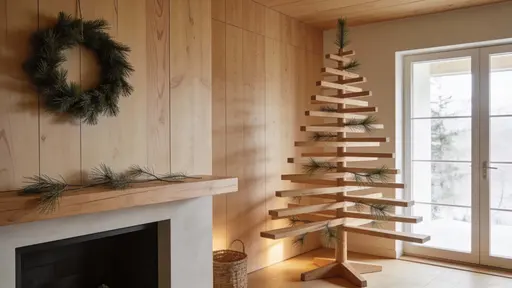 Christmas mantel with wood texture