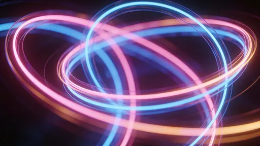 Circular Light Ribbons in Neon Motion