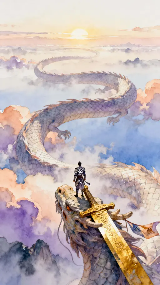 Cloud dragon with warrior standing atop