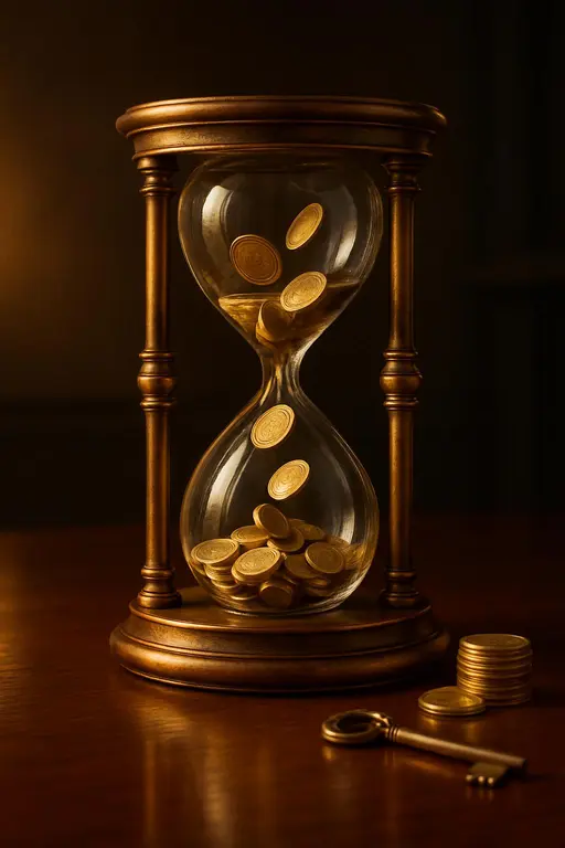 coins-sand hourglass of worth