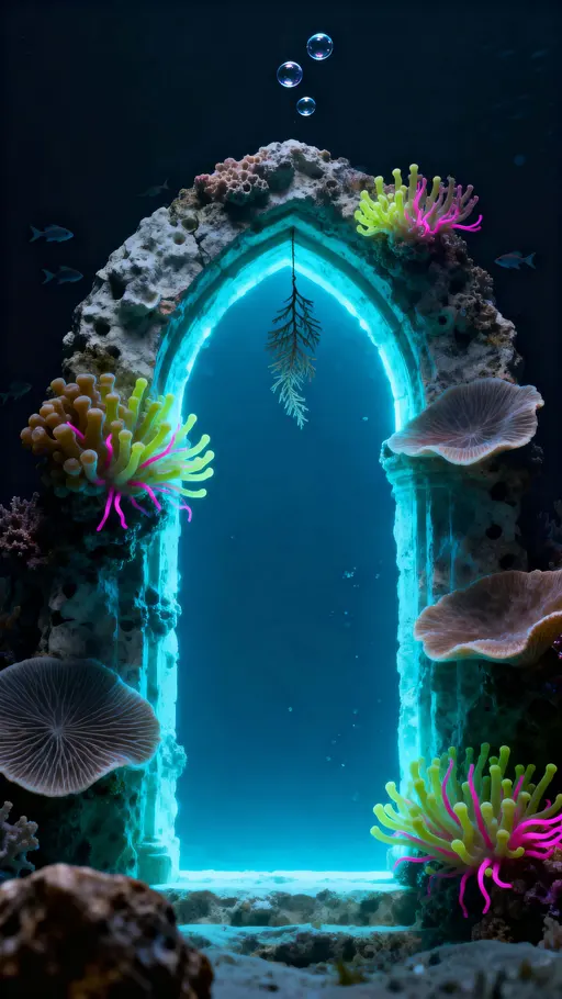 Coral Arch Glowing Reef Portal Vertical Study
