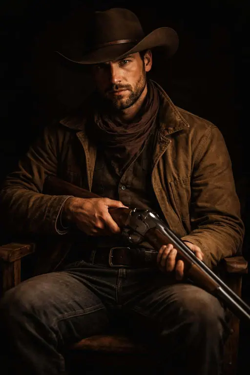 cowboy with shotgun portrait photograph