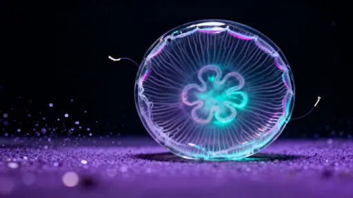 Crown Jellyfish Ascending in Midnight Water