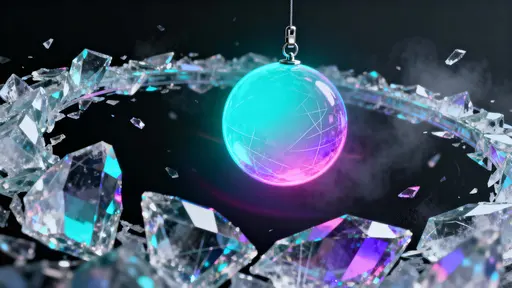 Crystalline Shard Ring Orbiting Neon Orb