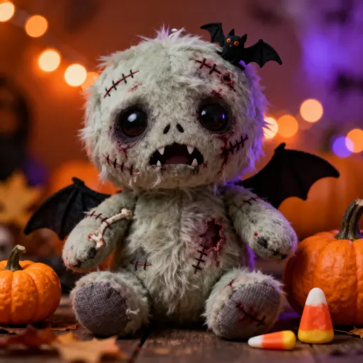 Cute Fluffy Halloween Zombie Character
