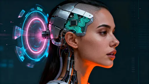 Cybernetic side-profile portrait, cinematic