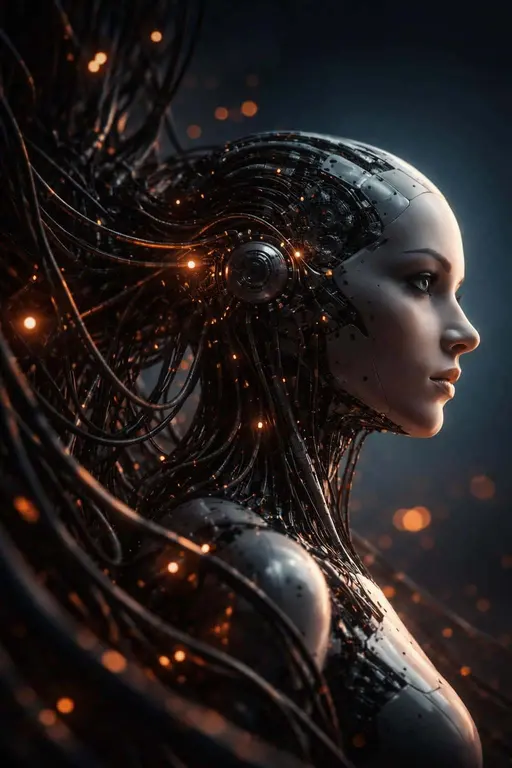 Cyborg profile 3d-render portrait