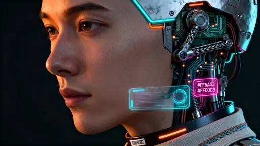 Cyborg Woman Futuristic Profile Neon-Tech Portrait