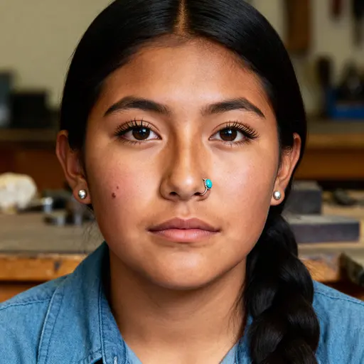 Diné jewelry apprentice headshot portrait