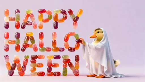 Duckling with jellybean lettering scene