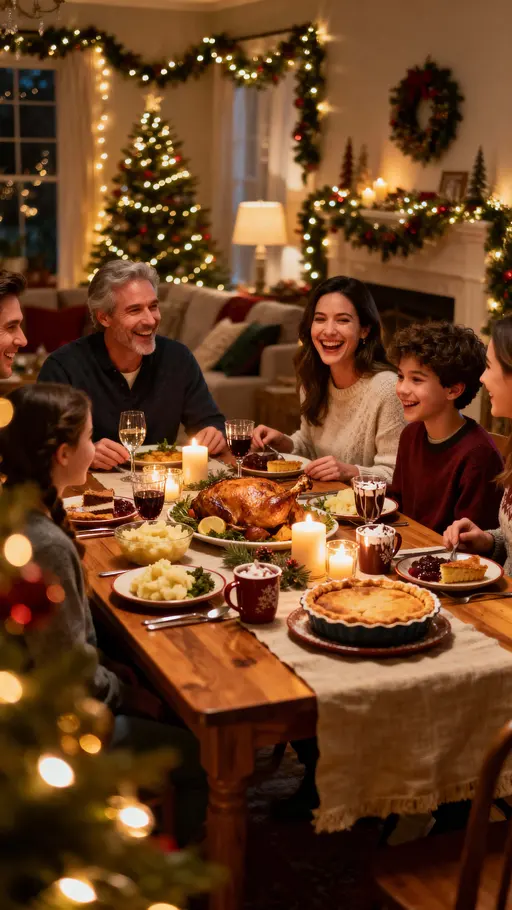 Family Christmas Dinner Vertical Portrait