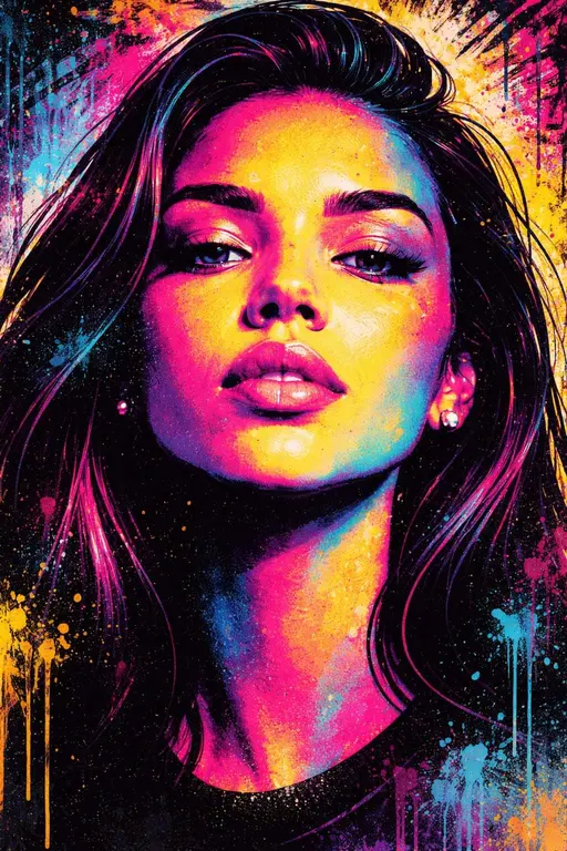 female-icon neon graffiti portrait 2:3 crop