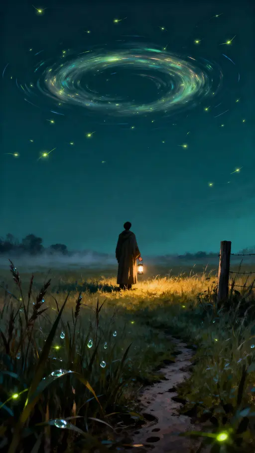 Figure in field with refracted halo