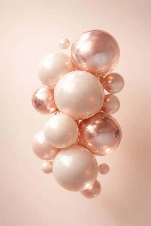 Floating glossy spheres product-photography