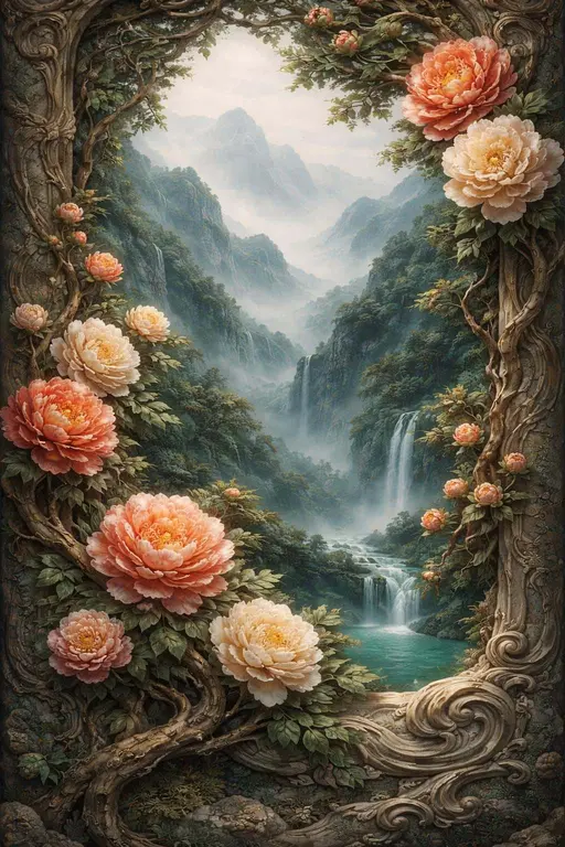 floral-relief landscape digital painting