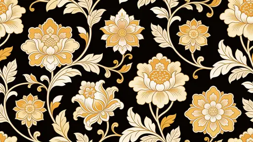 Floral seamless pattern on black background