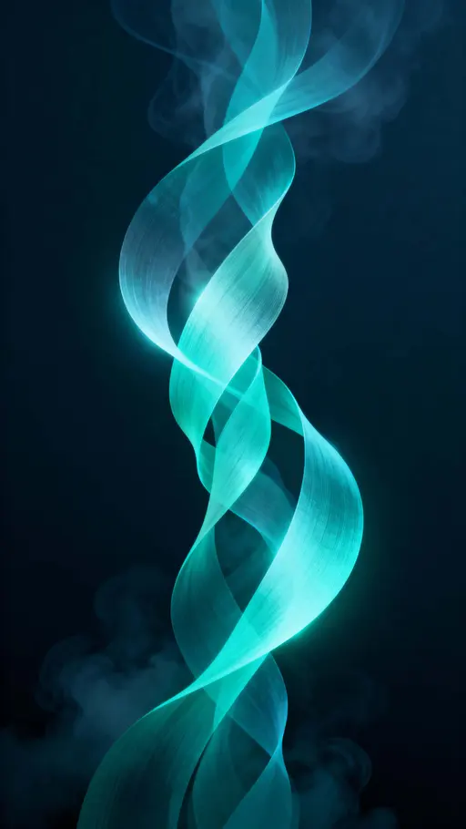 Flow-field ribbons emitting aqua light