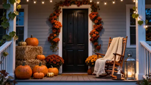 Front-porch autumn doorway seasonal display