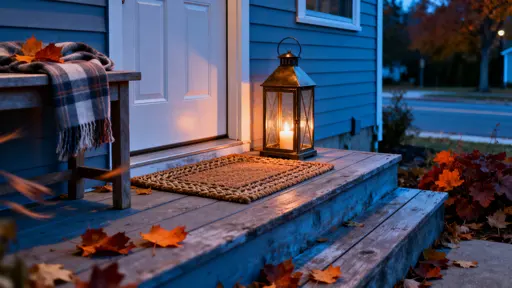 Front porch blue hour lantern scene
