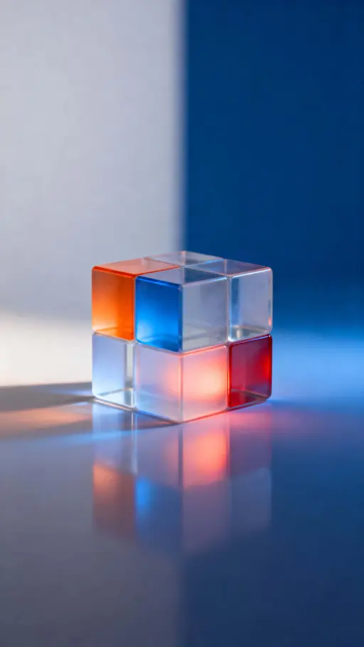 Frosted Glass Cube with Internal Glow