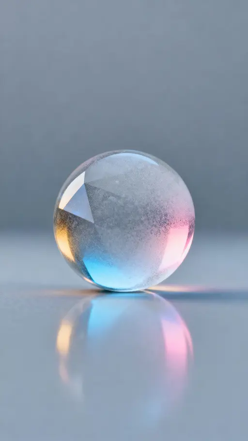 Frosted Prism Sphere on Reflective Surface