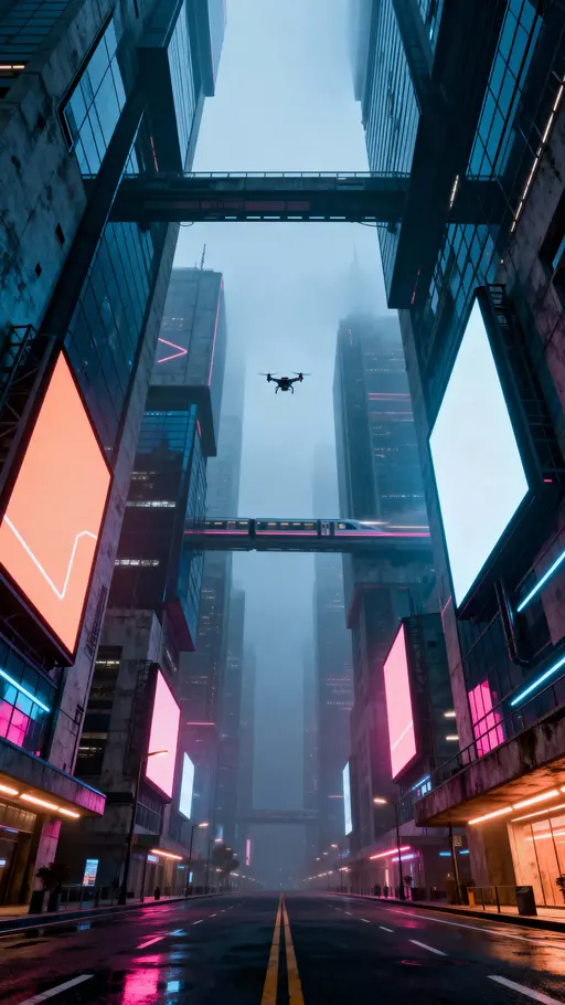 Futuristic Billboard Cityscape Vertical Scene