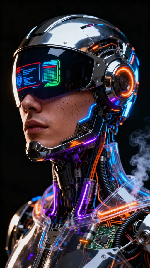 Futuristic Cyborg Portrait — Photorealistic 3D Render
