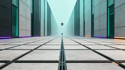Futuristic grid perspective minimal architecture