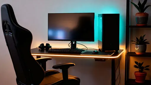 Gaming setup with warm glow