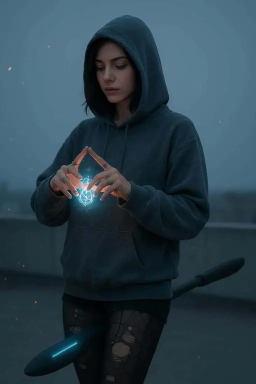 Gen-Z witch casting rooftop ward
