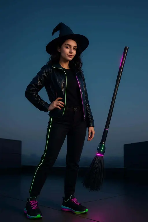 Gen-Z Witch in Neon Streetwear