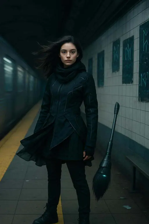 Gen-Z Witch on Subway Platform
