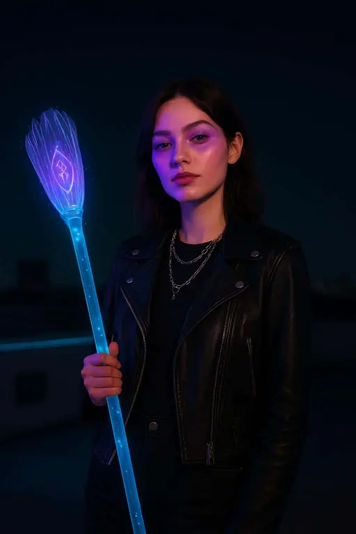 Gen-Z witch rooftop portrait