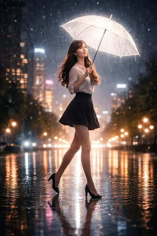 girl with illuminated umbrella portrait-photography