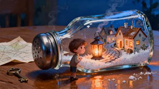 Glass Salt Shaker with Tiny Village