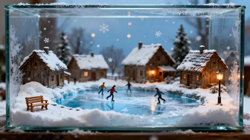 Glass snow-village in box