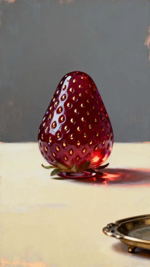 Glass Strawberry with Gold Seeds