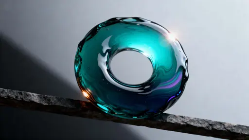 Glass torus with matte stone base