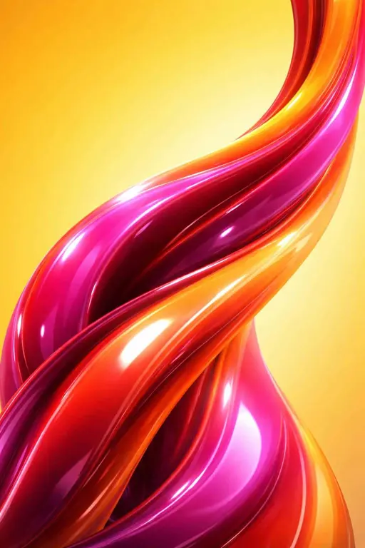 Glossy abstract form with curving ribbon