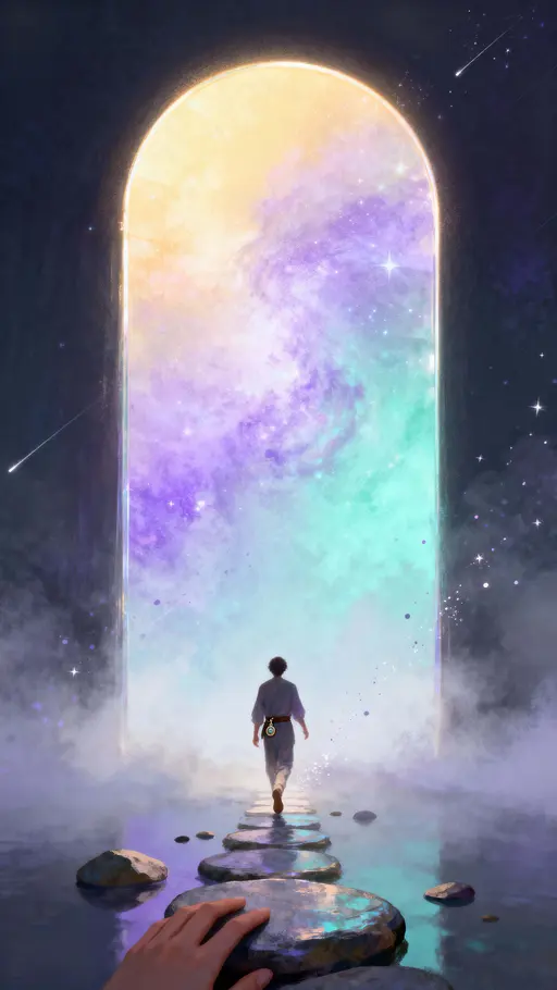 Glowing Arch Into Nebula Landscape