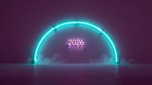 Glowing Arch with Floating 2026 minimalist
