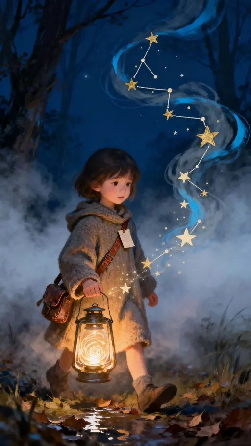 Glowing child carrying lantern of light