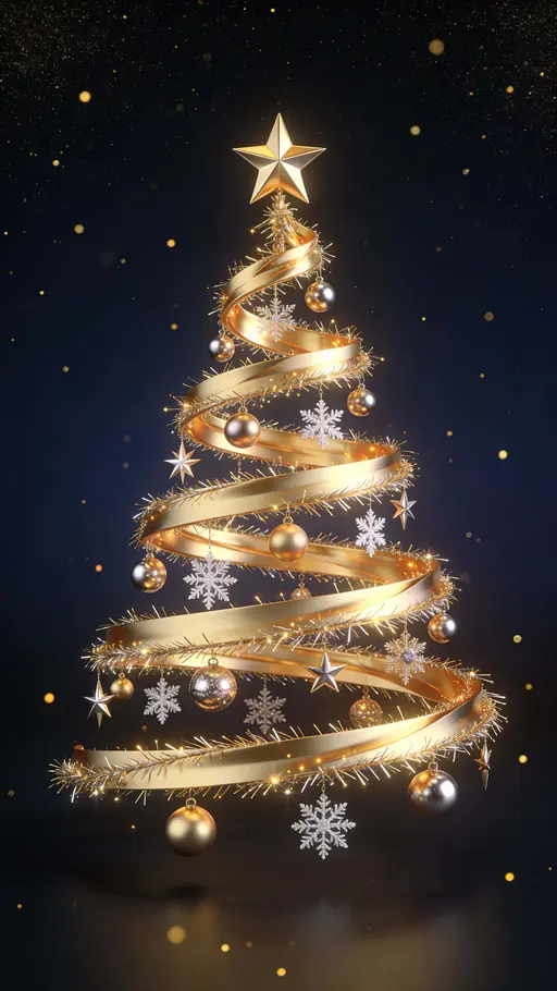 Golden Christmas Tree Holiday Background Vertical