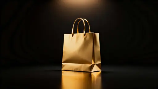 Golden shopping bag on black