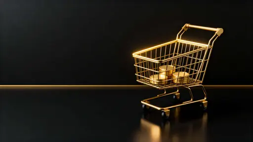golden shopping cart on matte black