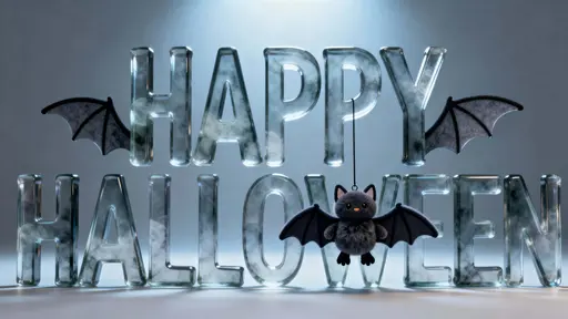 Halloween glass letter sculpture with plush bat